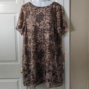 Signature Collection pink black sheath dress  Sz 1X  (18W-20W)